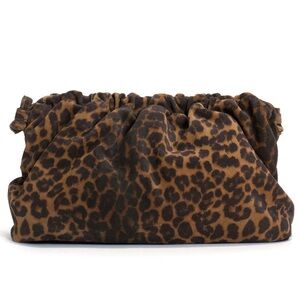 Leopard Print Gathered Clutch Wristlet - Brown/Black